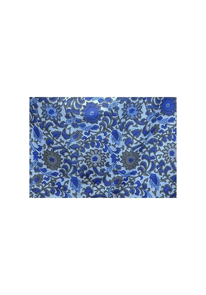 India Arts Indian Bedspread – Cotton Sunflower Print, Blue - Image 2